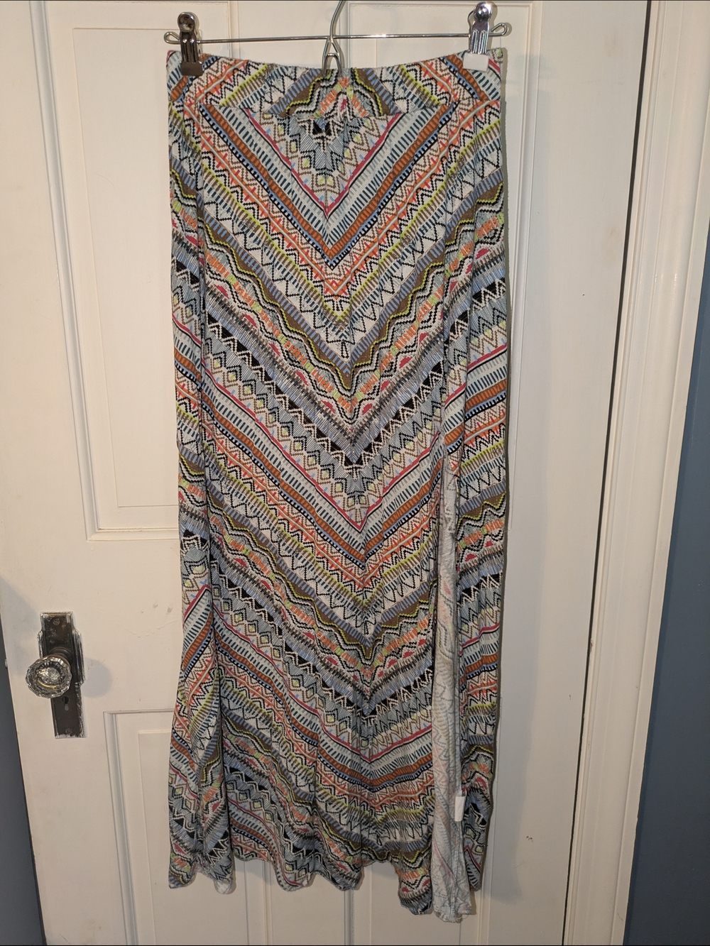 Chevron Pattern Maxi Skirt in Multi-Color